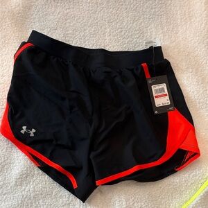 NWT Under Armour Fly by 2.0 Black Shorts with Orange Trim size XS